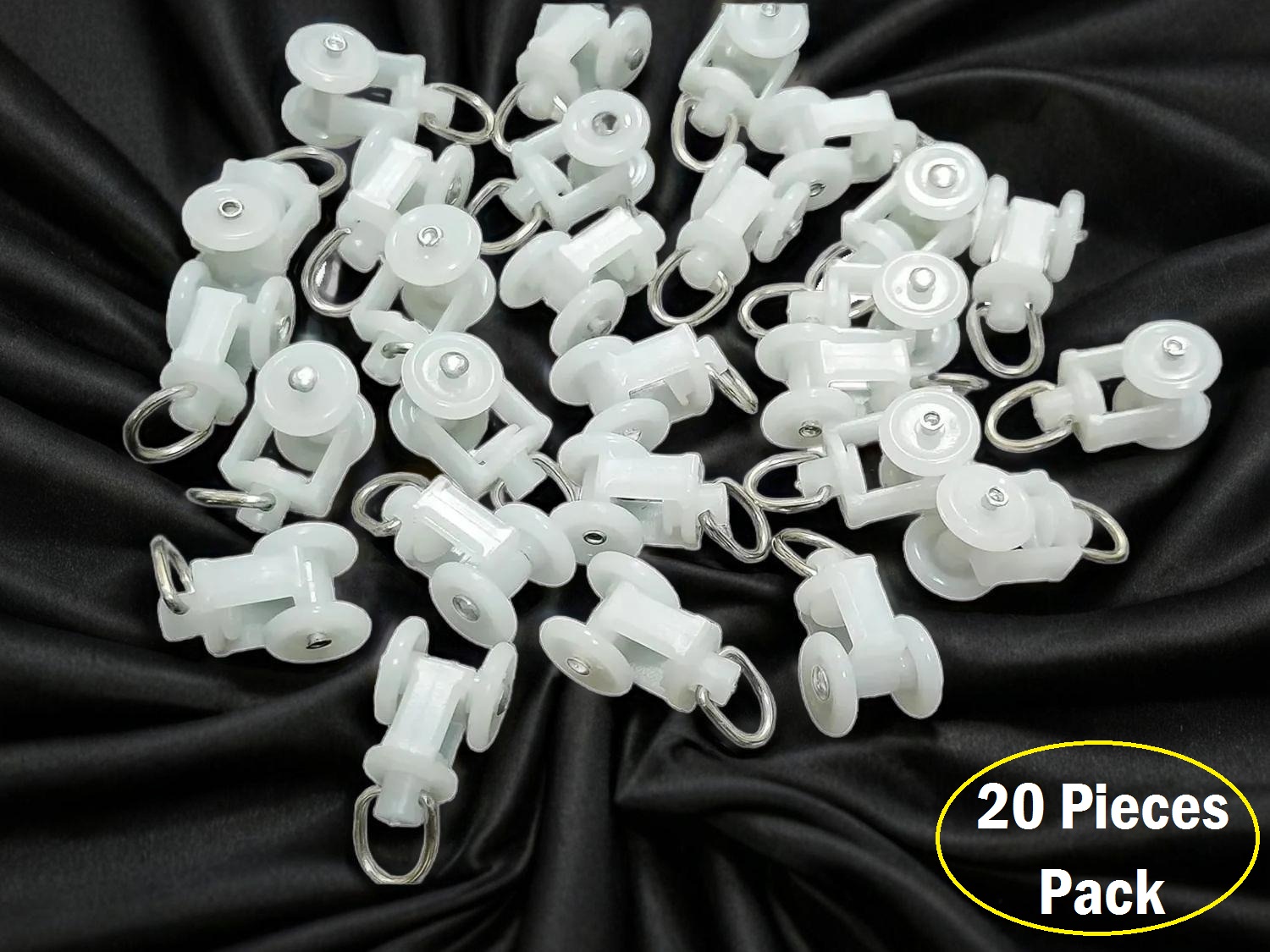 M-Track Channel Runner Wheel Hooks, Curtain Channel Runner/Sliders Ring with Hooks (White)